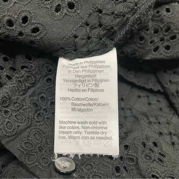 Madewell Floral Eyelet Tiered Button-Back Top in True Black Extra Small - Picture 10 of 13